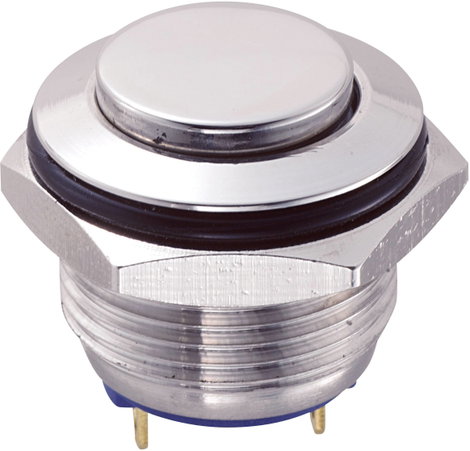 Vandálbiztos nyomógomb 16 mm, 2A/48VDC, acél, Tru Components 701843