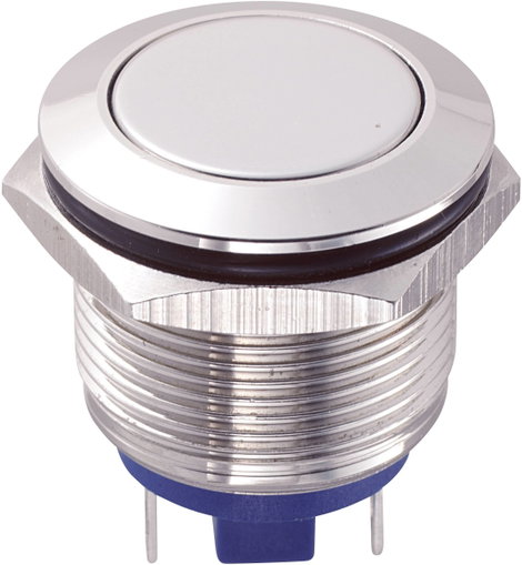 Vandálbiztos nyomógomb 19 mm, 2A/48VDC, nikkel, Tru Components 701917