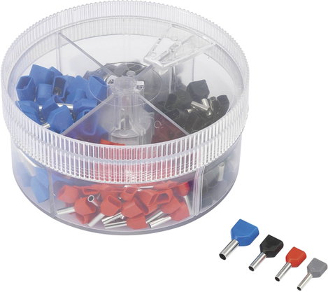 Iker érvéghüvely készlet 0.5 mm² 2.5 mm² Szürke, Piros, Fekete, Kék TRU COMPONENTS 739884 200 db