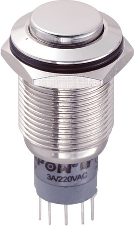 Vandálbiztos nyomógomb 16 mm, 3A/250VAC, nikkel, Tru Components 701932