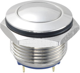 Vandálbiztos nyomógomb 16 mm, 2A/48VDC, nikkel, Tru Components 701934