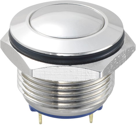 Vandálbiztos nyomógomb 16 mm, 2A/48VDC, nikkel, Tru Components 701934