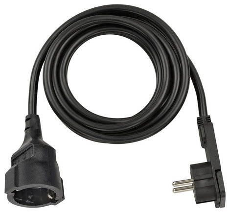 Lapos dugós hálózati hosszabbítókábel, 3 m, fekete, H05VV-F 3G 1,5 mm², Brennenstuhl 1168980030