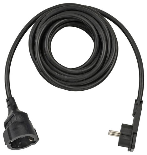 Lapos dugós hálózati hosszabbítókábel, 5 m, fekete, H05VV-F 3G 1,5 mm², Brennenstuhl 1168980050