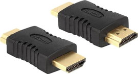 HDMI adapter, 1x HDMI dugó - 1x HDMI dugó, aranyozott, fekete, Delock