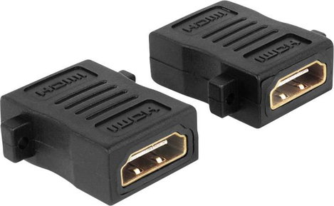 HDMI közösítő adapter, 1x HDMI aljzat - 1x HDMI aljzat, aranyozott, fekete, Delock