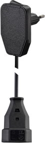 Lapos euró dugós hálózati hosszabbítókábel, 0,8 m, fekete, H03VVH2-F 2X 0,75 mm², NVB 104576 bélyegkép