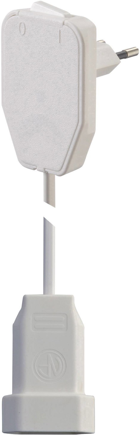 Lapos euró dugós hálózati hosszabbítókábel, kapcsolós, 3 m, fehér, H03VVH2-F 2X 0,75 mm², NVB 104580