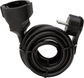 Hálózati hosszabbítókábel, fekete, 2 m, HO5VV-F 3 G 1,5 mm², Kopp 143505080