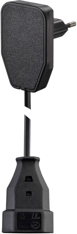 Lapos euró dugós hálózati hosszabbítókábel, 5 m, fekete, H03VVH2-F 2X 0,75 mm², NVB 104571