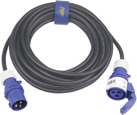 Erősáramú hálózati hosszabbítókábel védőkupakkal, fekete, 10 m, H07RN-F 3G 2,5 mm² , SIROX 361.410