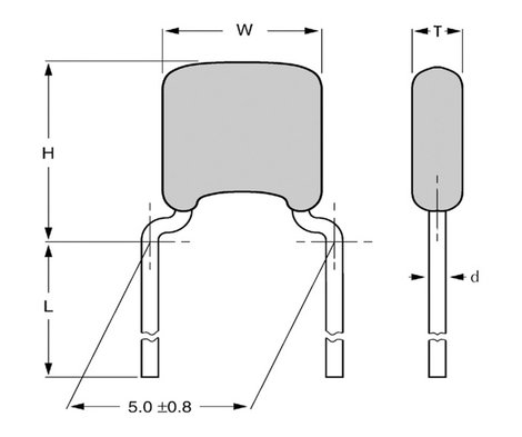 TANCAP CT4-0805Y104M500A1T Kerámia kondenzátor THT 100 nF 50 V 20 % (Sz x Ma) 4.2 mm x 25 mm 1 db 3. kép