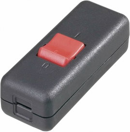 interBär 2 pólusú zsinórkapcsoló, 10 A 250 V/AC, fekete (piros)
