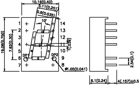 LED kijelző zöld 19x10,1x6,1mm A 3. kép