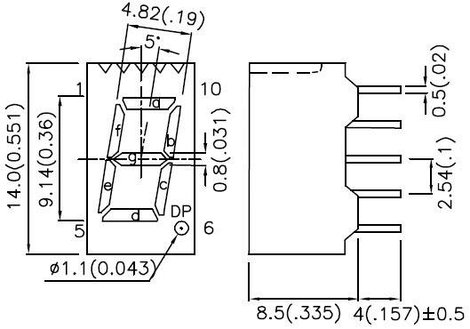 LED kijelző zöld 14x7,5x8,5mm A 2. kép