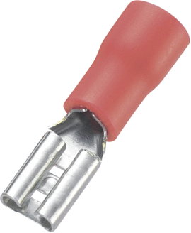 Lapos csúszósaru hüvely 2,8 x 0,5 mm, részlegesen szigetelt, piros, 100 db, Tru Components 745098