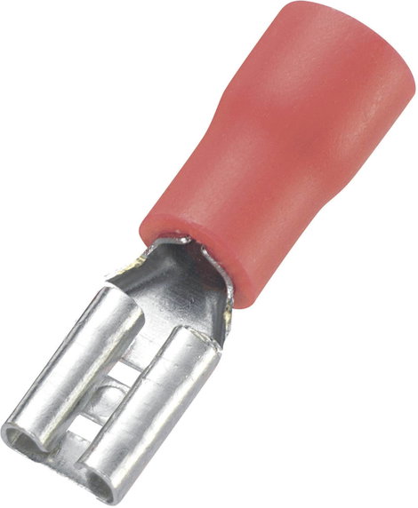 Lapos csúszósaru hüvely 2,8 x 0,5 mm, részlegesen szigetelt, piros, 100 db, Tru Components 745098