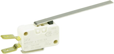 Cherry miniatűr karos mikrokapcsoló, 250V/AC, 1 váltó, csúszósarus, D459-V3LL