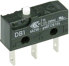 Cherry szubminiatűr mikrokapcsoló, 250V/AC, 1 váltó, csúszósarus, DB1C-B1AA