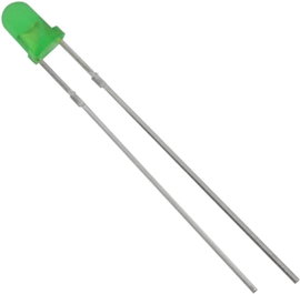 LED kivezetéssel zöld kerek 3 mm 3000 mcd 60 ° 20 mA 3.1 V HuiYuan