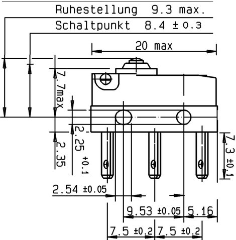 Szubminiatűr mikrokapcsoló, egyenes, 250 V/AC 10 A 1x BE/(BE), ZF DC2C-L1AA 2. kép