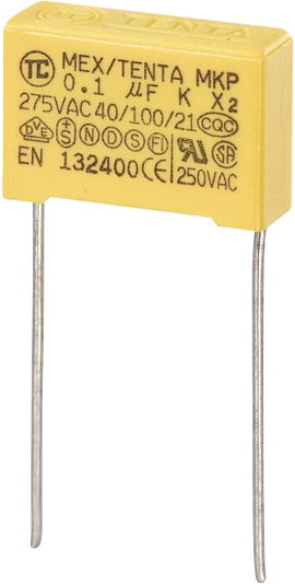 MKP-X2 zavarszűrő kondenzátor, radiális 0,15 µF 275 V/AC 10 % RM 15 mm 18 x 6 x 12 mm TRU COMPONENTS