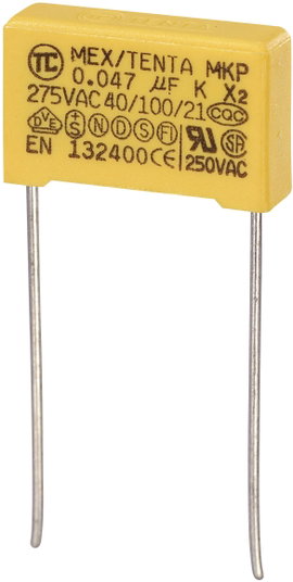 MKP-X2 zavarszűrő kondenzátor, radiális 0,047 µF 275 V/AC 10 % RM 15 mm 18 x 5 x 11 mm TRU COMPONENT