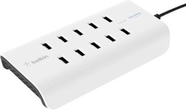 USB töltőállomás, 10 USB aljzat, max. 2400 mA, Belkin RockStar B2B139vf