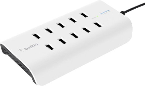 USB töltőállomás, 10 USB aljzat, max. 2400 mA, Belkin RockStar B2B139vf