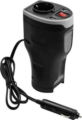 Szivargyújtós inverter pohártartóba rakható, trapéz jelű 12V/DC 200 W, Technaxx TE13
