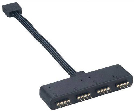 LED-es PC splitter kábel[1x RGB LED dugó - 4x RGB LED alj]0.10 mFeketeAkasa 2. kép