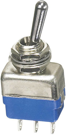 APEM miniatűr karos kapcsoló, 1x(be)/ki/(be), 250V/AC, 2A, 11137A