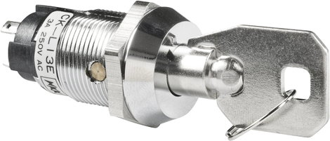 NKK Switches kulcsos kapcsoló, Ø19 mm, 250V/AC, 3A, CKL13EFW01