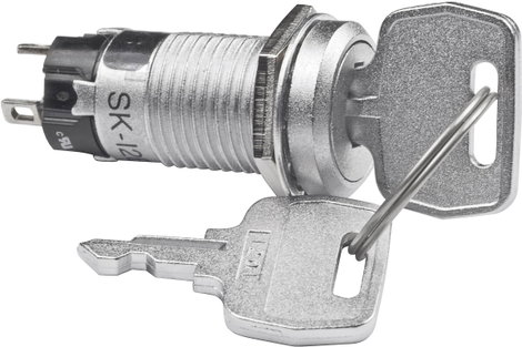 NKK Switches kulcsos kapcsoló, Ø12 mm, 250V/AC, 1A, SK13DAW01