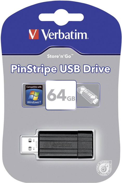 USB stick 64 GB Verbatim Pin Stripe Fekete 49065 USB 2.0 4. kép