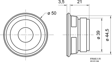 Szélessávú hangszóró, 5 cm-es Visaton 2212 84 dB, 84 dB, 8 Ω, 4 W, 5 cm, 1 db, FRWS 5 R 2. kép