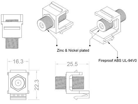 Beépíthető Keystone koax modul, Renkforce RF-KS-KOAX 3. kép