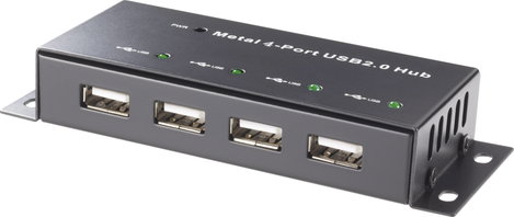 4 portos USB 2.0 hub, fém ház, falra szerelhető, fekete, Renkforce 1610328 3. kép