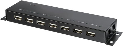 7 port USB 2.0 hub, fém ház, falra szerelhető, fekete, Renkforce 4. kép