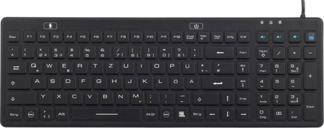 USB-s billentyűzet touchpad-dal, ipari, por- és fröccsenő víz ellen védett, Renkforce iM-IKB106-BK