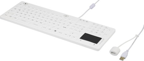 USB-s billentyűzet touchpad-dal, ipari, por- és fröccsenő víz ellen védett, Renkforce iM-IKB110-WH 2. kép