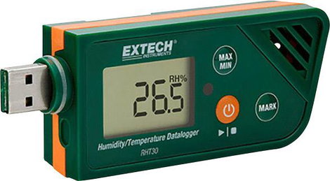 USB-s levegő hő- és páratartalom mérő adatgyűjtő -30...+70°C 0,1...99,9% Extech RHT30