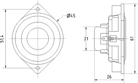 Szélessávú hangszóró 4,5 cm Visaton 2240 79 dB, 79 dB, 4 Ω, 4 W, 1 db, BF 44 2. kép