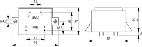 BLOCK EI 42/14,8 nyáktrafó 230V, 6V/833mA/5W, VCM 5,0/1/6 2. kép