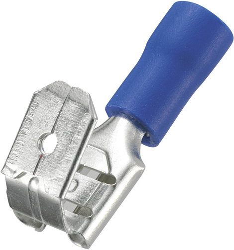 Lapos csúszósaru hüvely, elosztós, 6,4 x 0,8 mm, részlegesen szigetelt, kék, 50 db, Tru Components 7
