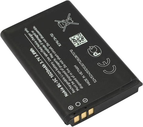 Mobiltelefon akku Nokia Alkalmas: Nokia 1200, Nokia 1208, Nokia 1209, Nokia 1650, Nokia 1680 classic 2. kép