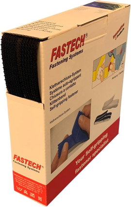 Tépőzár Kötegeléshez Bolyhos és horgos fél (H x Sz) 10 m x 20 mm Fekete Fastech B20-OMNI-999910 10 m