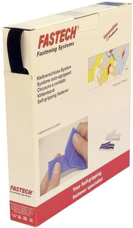 Tépőzár Felragasztható Bolyhos fél (H x Sz) 25 m x 20 mm Fekete Fastech B20-SKL-L-999925 25 m