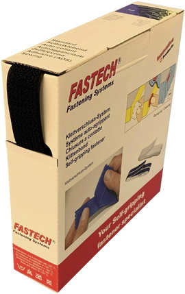 Tépőzár Felvarrható / Kötegeléshez Bolyhos és horgos fél (H x Sz) 10 m x 25 mm Fekete Fastech B25-OM