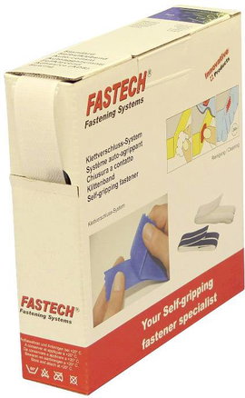 Tépőzár Felragasztható Horgos fél (H x Sz) 10 m x 25 mm Fehér Fastech B25-SKL01000010 10 m